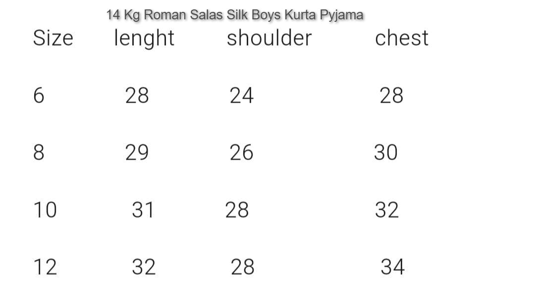 14 Kg Roman Salas Silk Boys Kurta Pyjama