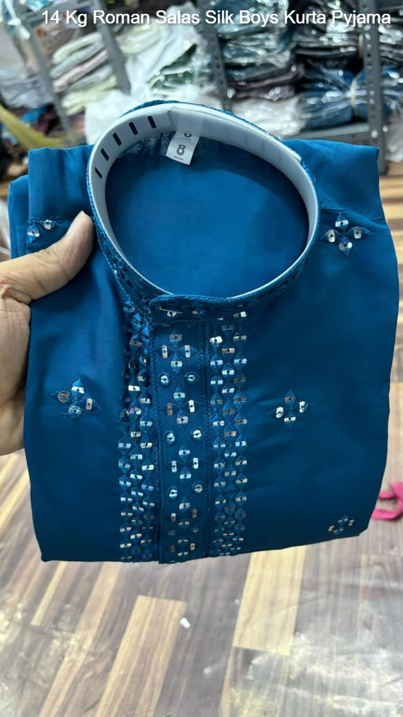 14 Kg Roman Salas Silk Boys Kurta Pyjama