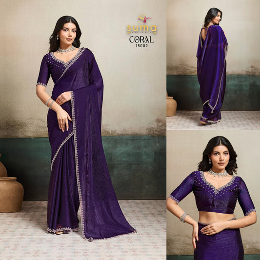 15002 Coral Suma Designer Fendy Chiffon Sarees