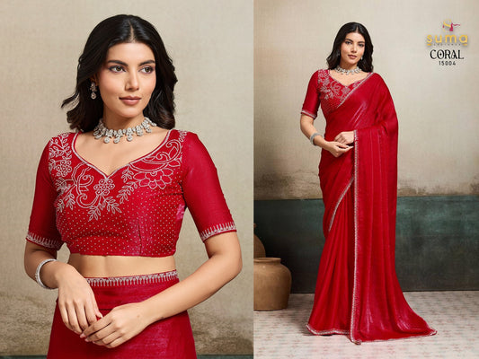15004 Coral Suma Designer Fendy Chiffon Sarees