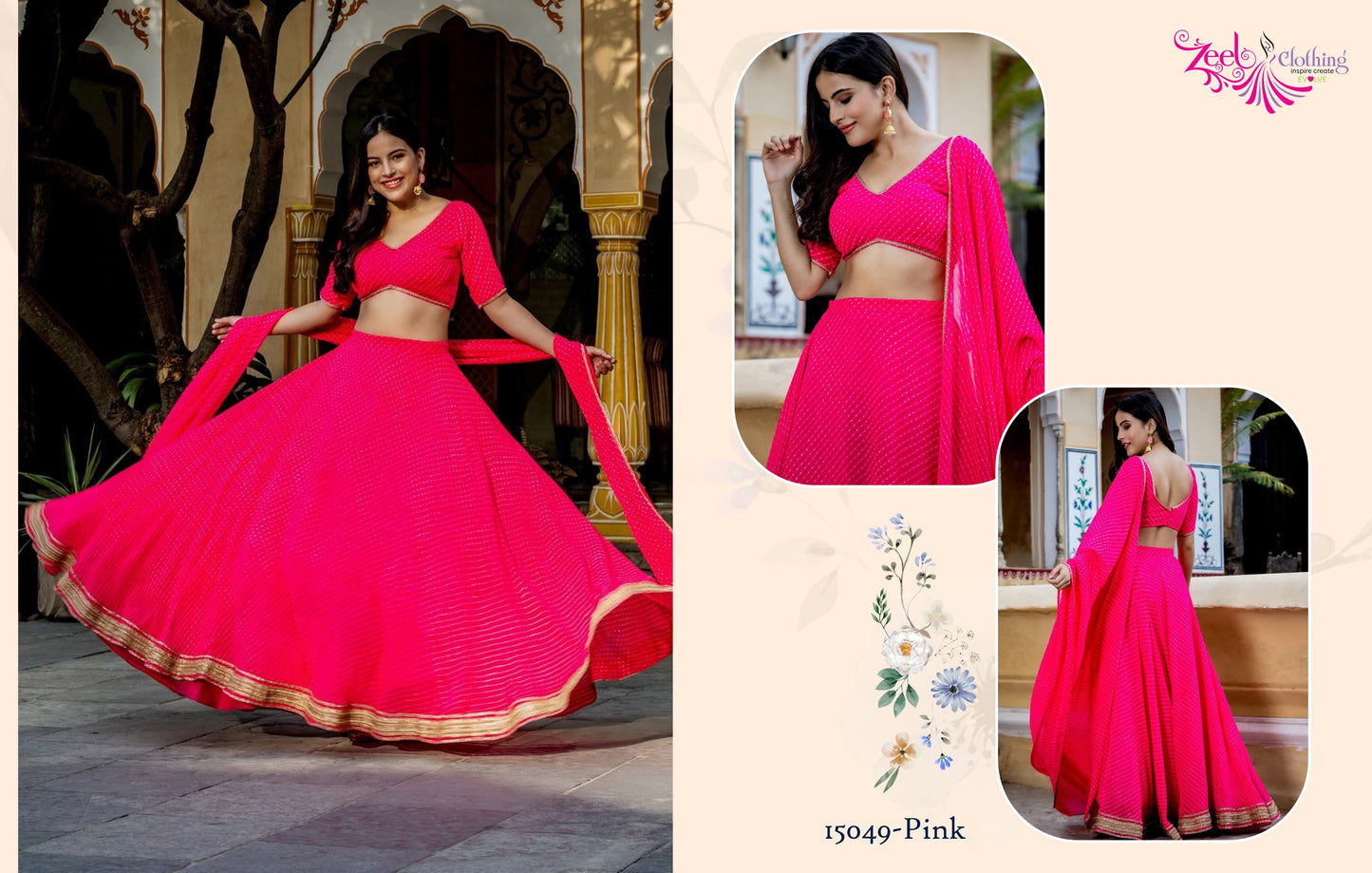 15049 Vol 22 Pink Zeel Cording Lehenga Choli