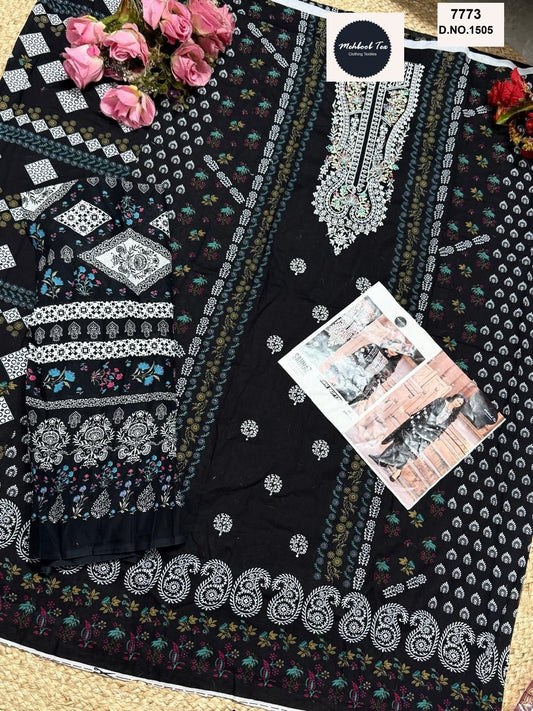 1505 Sahnaz Black And White Collection Mehboob Tex Embroidery Pakistani Salwar Suits