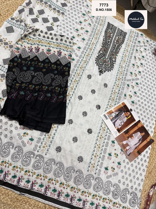 1506 Sahnaz Black And White Collection Mehboob Tex Embroidery Pakistani Salwar Suits
