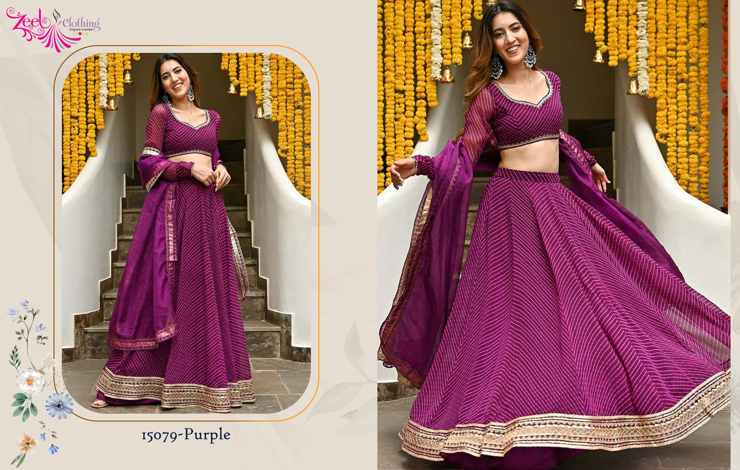 15079 Vol 22 Purple Zeel Cording Lehenga Choli