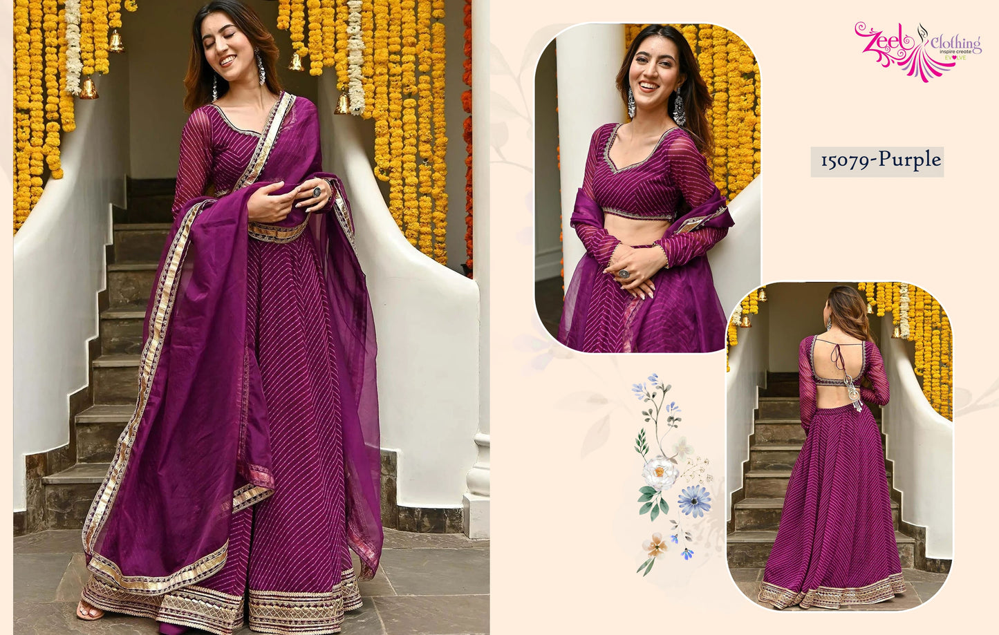 15079 Vol 22 Purple Zeel Cording Lehenga Choli