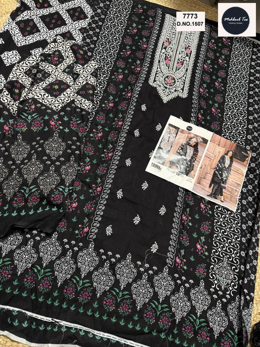 1507 Sahnaz Black And White Collection Mehboob Tex Embroidery Pakistani Salwar Suits
