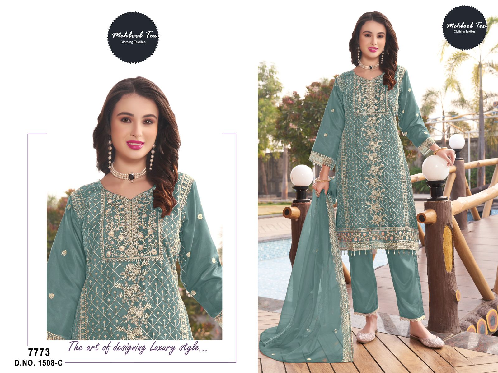 1508C Mehboob Tex Handwork Pakistani Salwar Suits