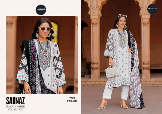 1508 Sahnaz Black And White Collection Mehboob Tex Embroidery Pakistani Salwar Suits