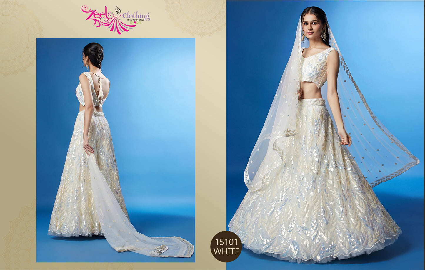 15101 White Volume 24 Zeel Soft Net Lehenga Choli