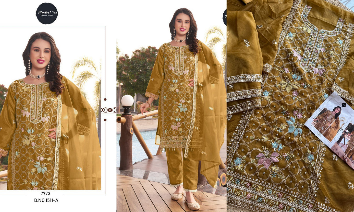 1511-A Mehboob Tex Organza Pakistani Salwar Suits