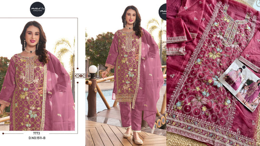 1511-B Mehboob Tex Organza Pakistani Salwar Suits