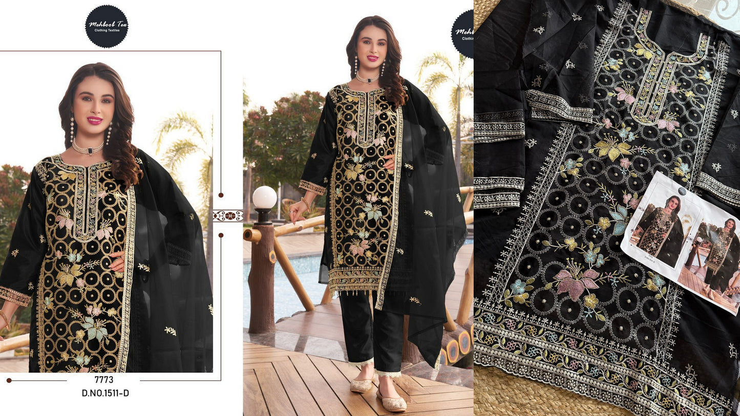 1511-D Mehboob Tex Organza Pakistani Salwar Suits