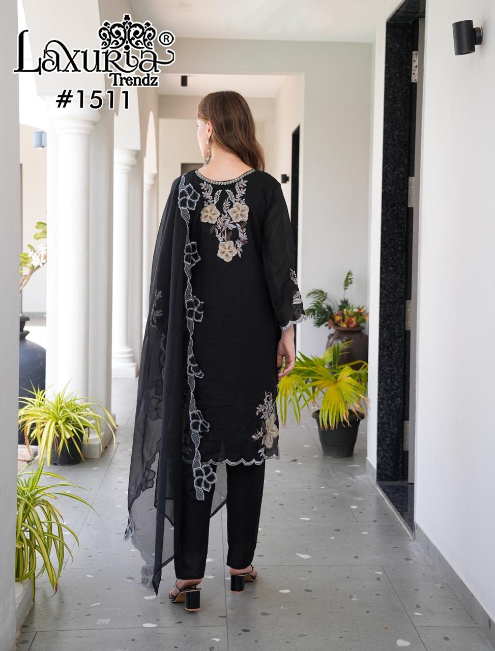 1511 Black Laxuria Trendz Vichitra Pakistani Readymade Suits