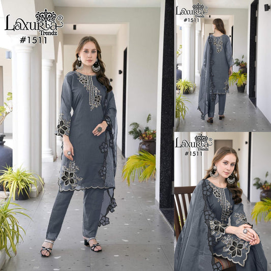 1511 Grey Laxuria Trendz Fox Georgette Pakistani Readymade Suits