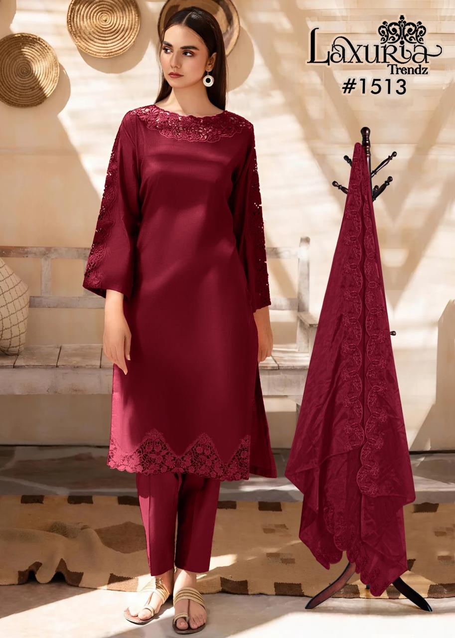 1513 Maroon Laxuria Trendz Rangila Silk Pakistani Readymade Suits