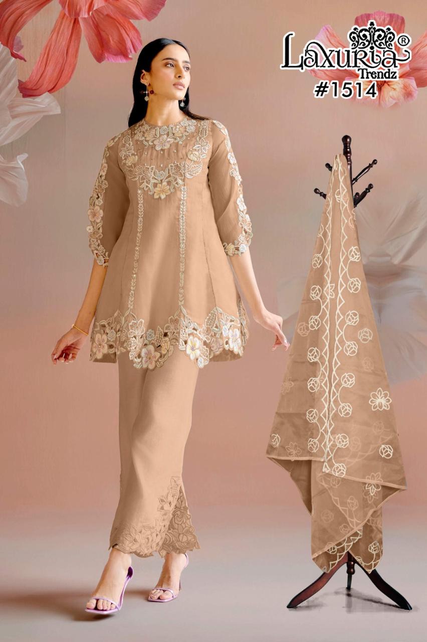 1514 Brown Laxuria Trendz Vichitra Pakistani Readymade Suits
