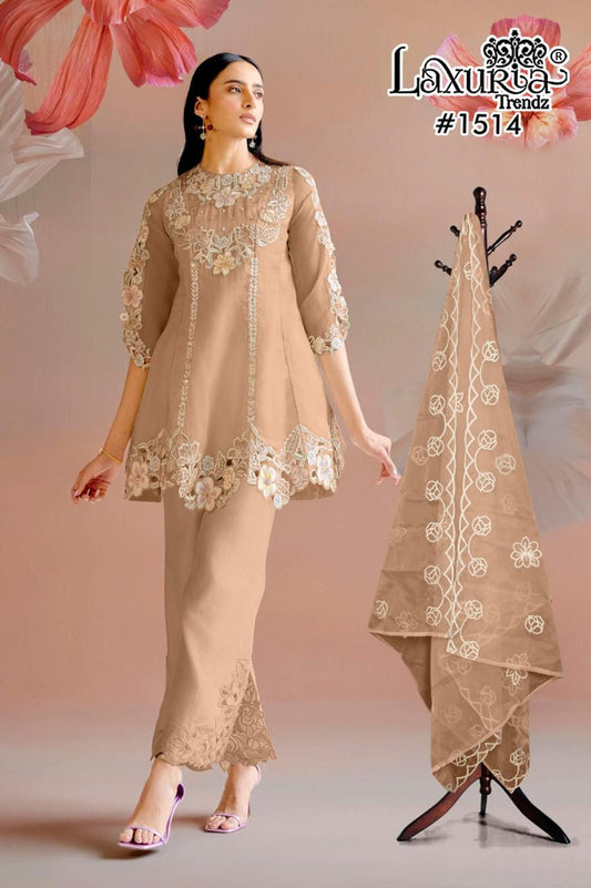 1514 Brown Laxuria Trendz Vichitra Pakistani Readymade Suits