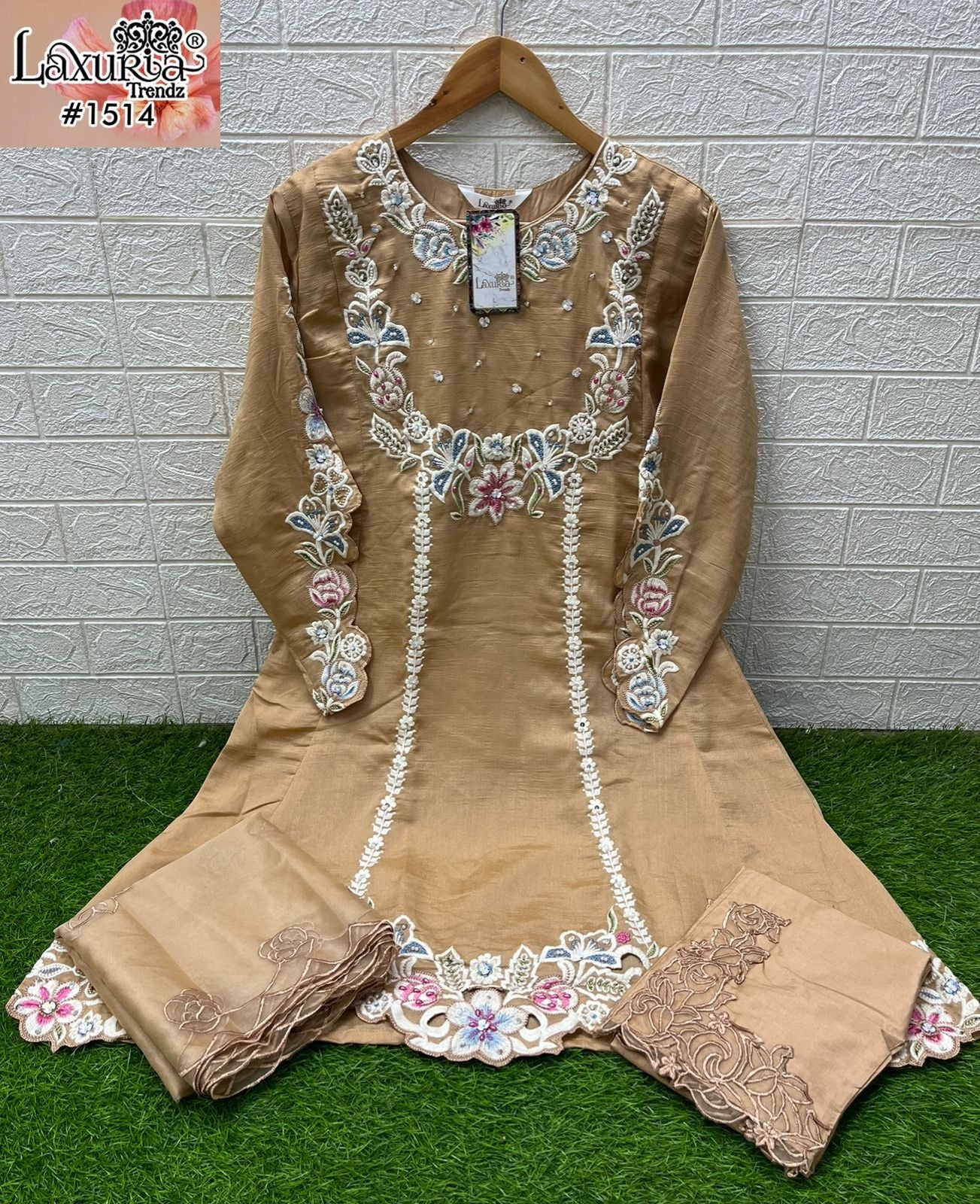1514 Brown Laxuria Trendz Vichitra Pakistani Readymade Suits