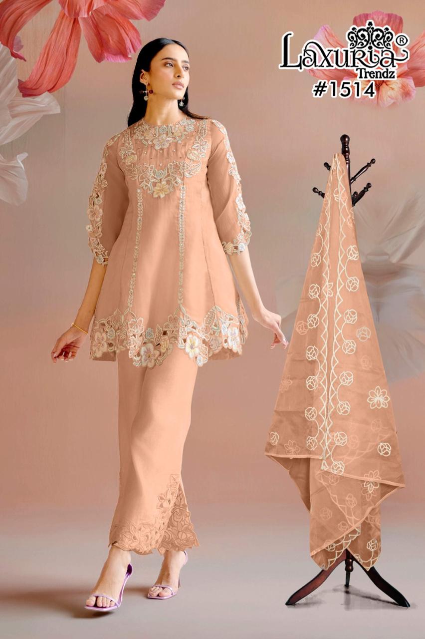 1514 Peach Laxuria Trendz Vichitra Pakistani Readymade Suits