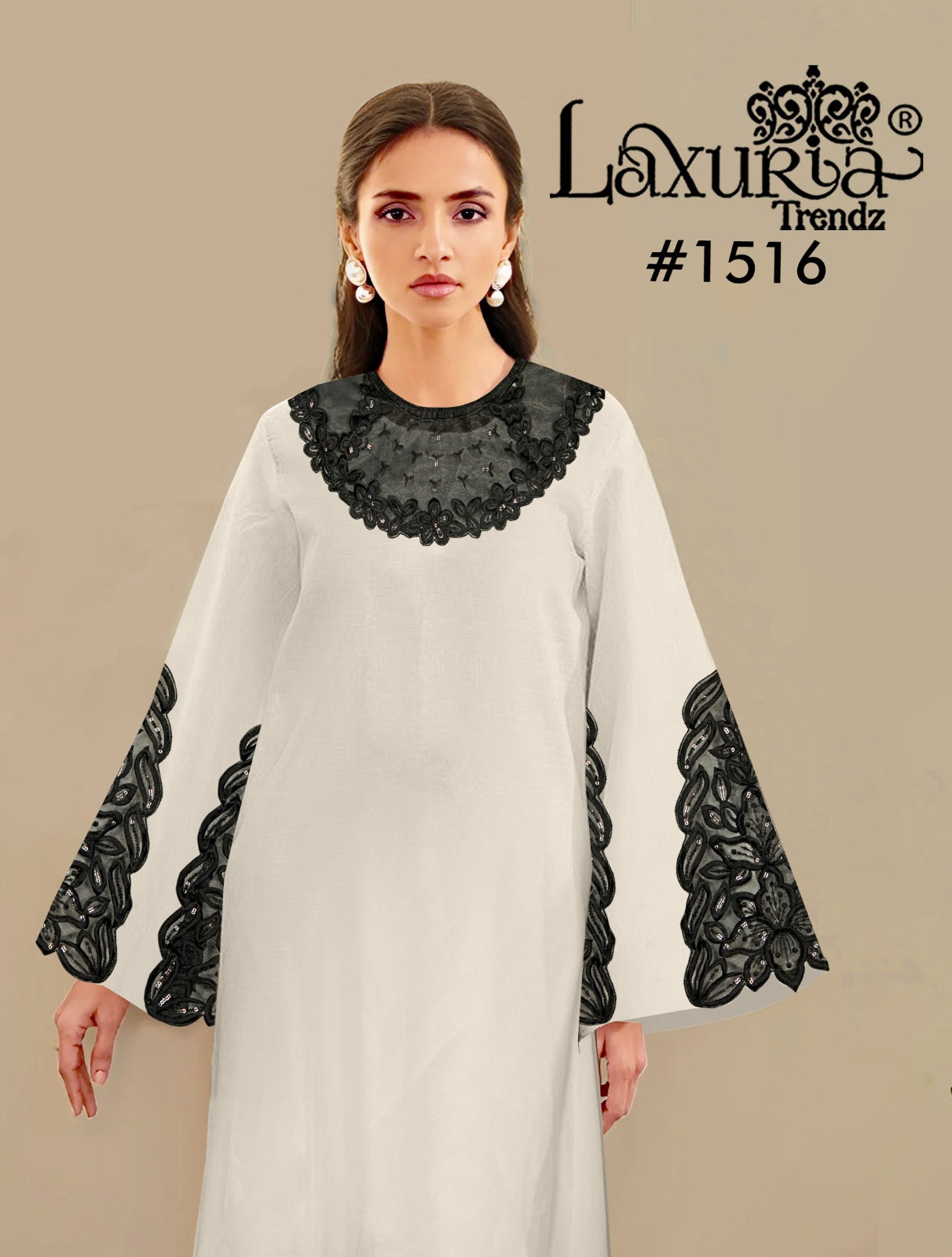 1516 White Laxuria Trendz Georgette Pakistani Readymade Suits