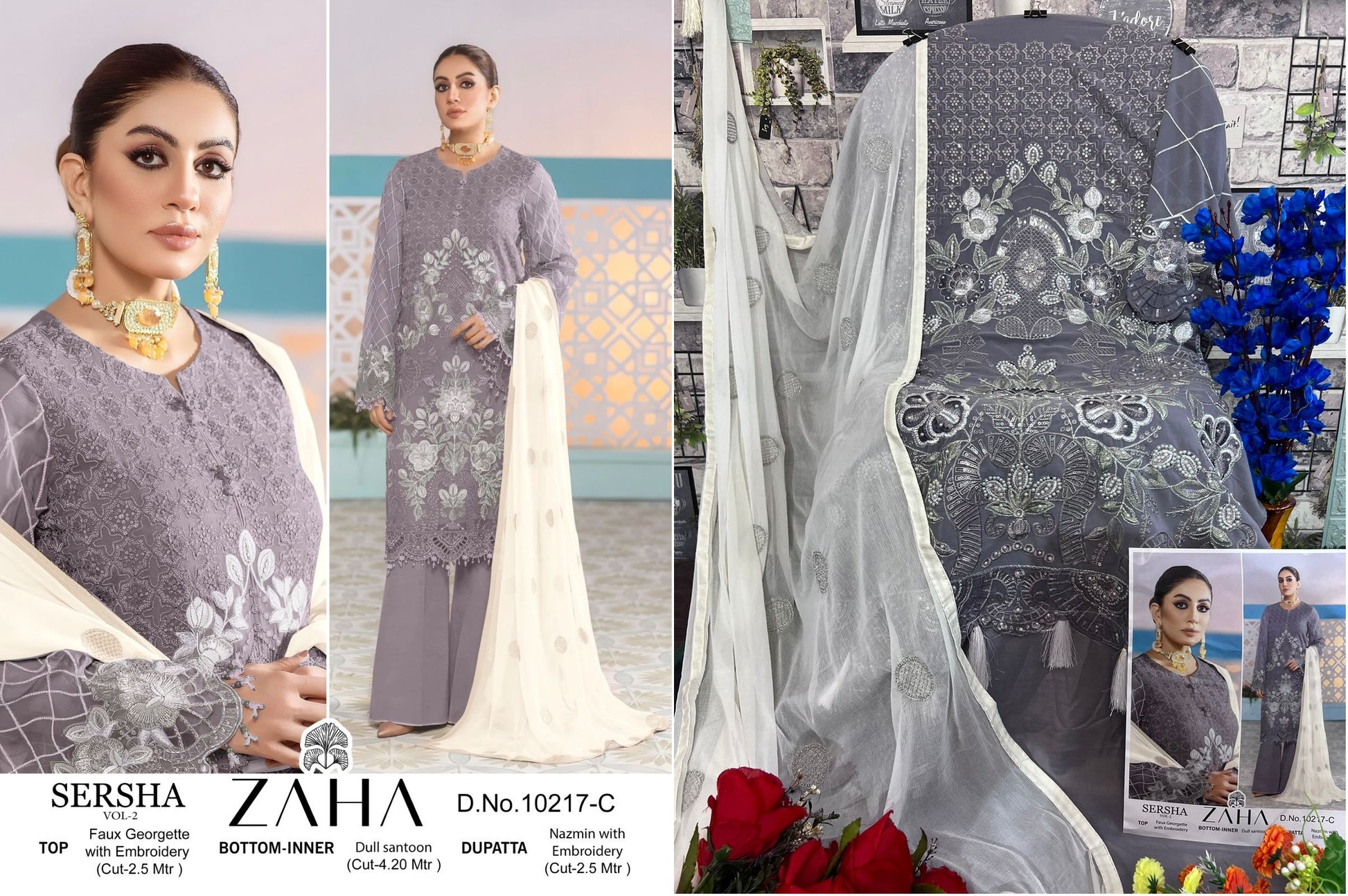 10217C Zaha Pakistani Salwar Suits