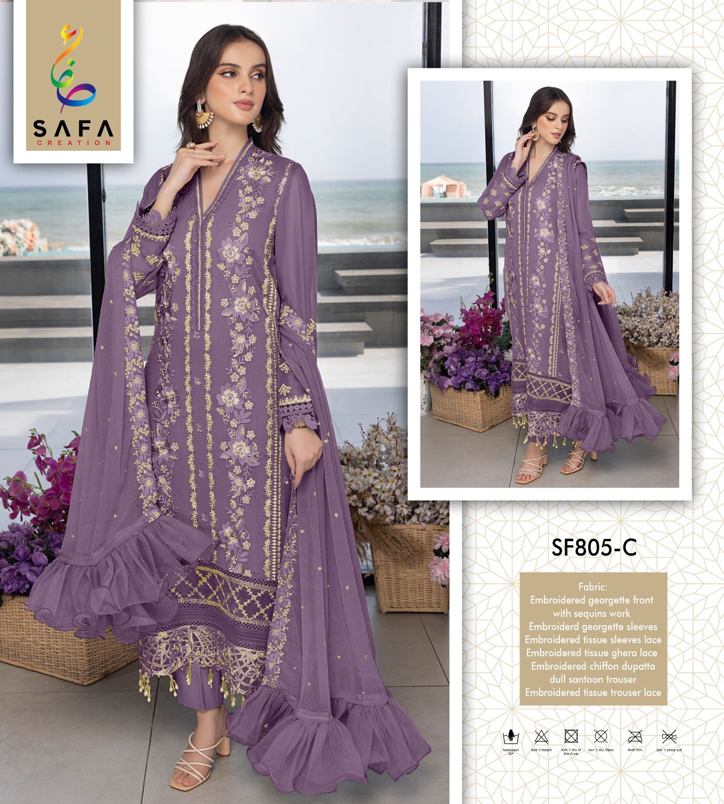 805Purple Safa Creation Pakistani Salwar Suits