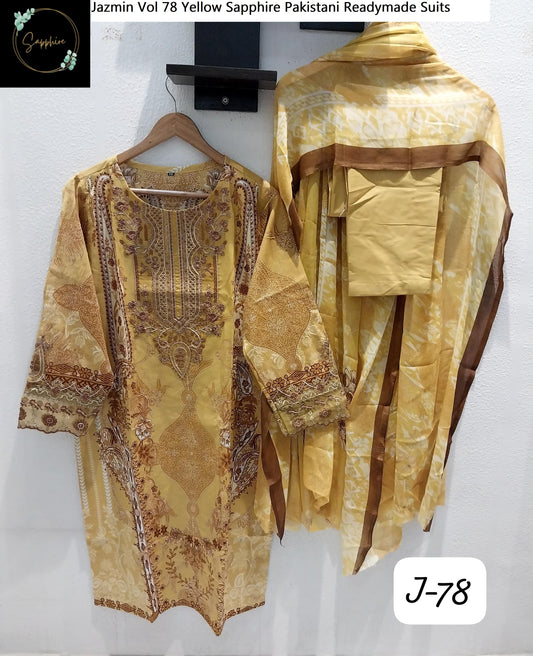 Jazmin Vol 78 Yellow Sapphire Pakistani Readymade Suits