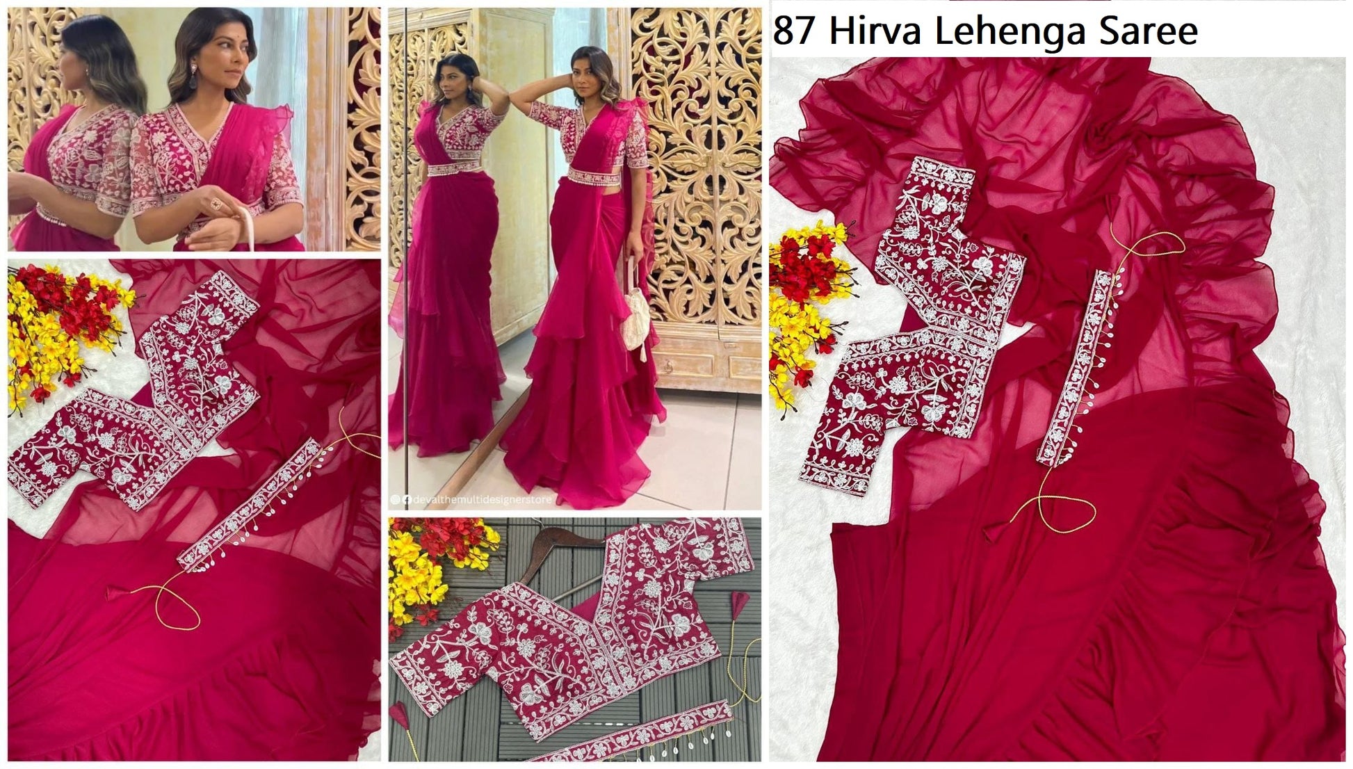 87 Hirva Lehenga Saree