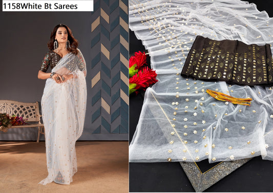 1158White Bt Sarees