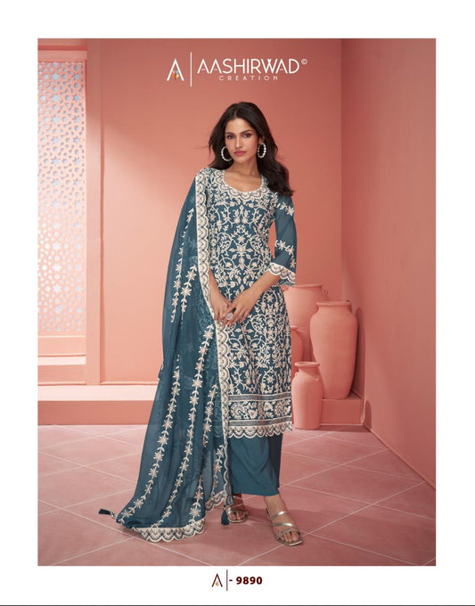 9890 Raabta Aashirwad Creation Unstitched Suits