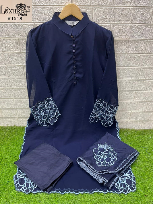 1518 Blue Laxuria Trendz Georgette Pakistani Readymade Suits