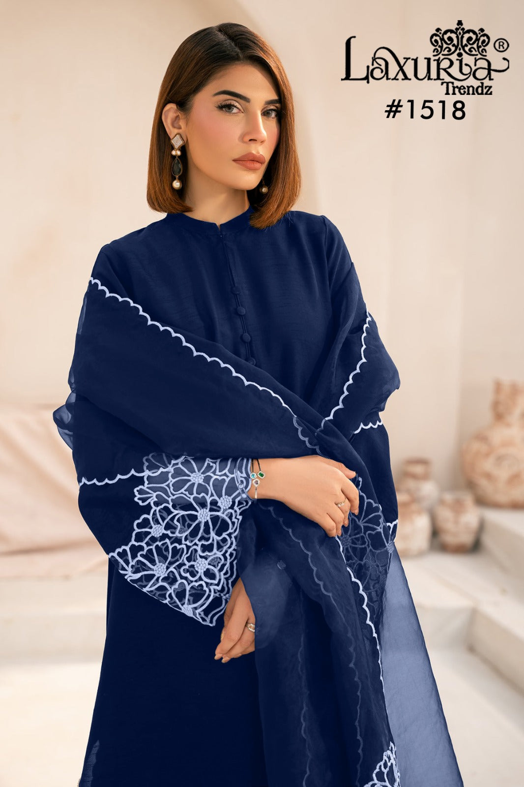 1518 Blue Laxuria Trendz Georgette Pakistani Readymade Suits