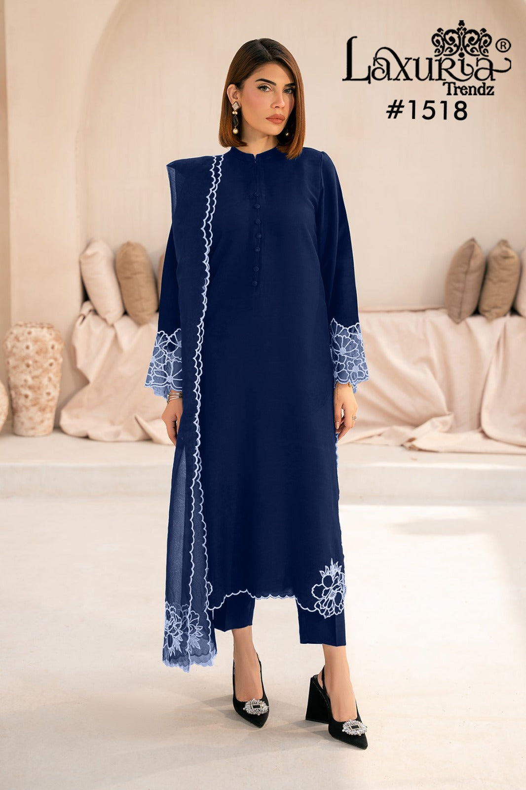 1518 Blue Laxuria Trendz Georgette Pakistani Readymade Suits