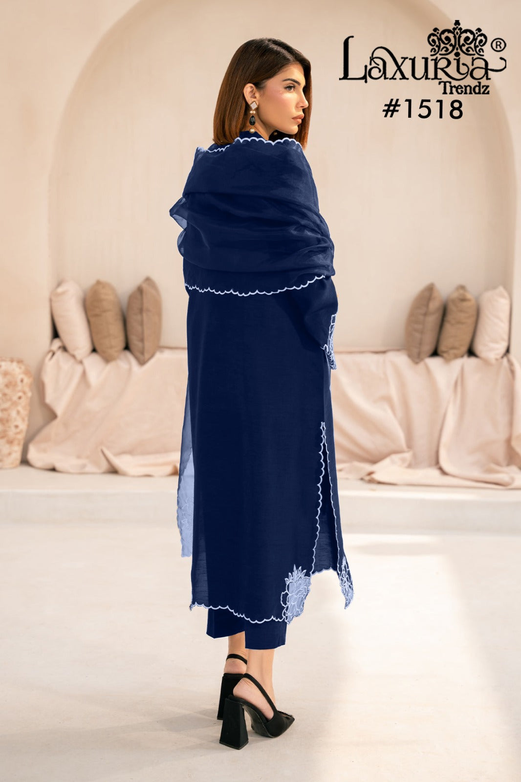 1518 Blue Laxuria Trendz Georgette Pakistani Readymade Suits