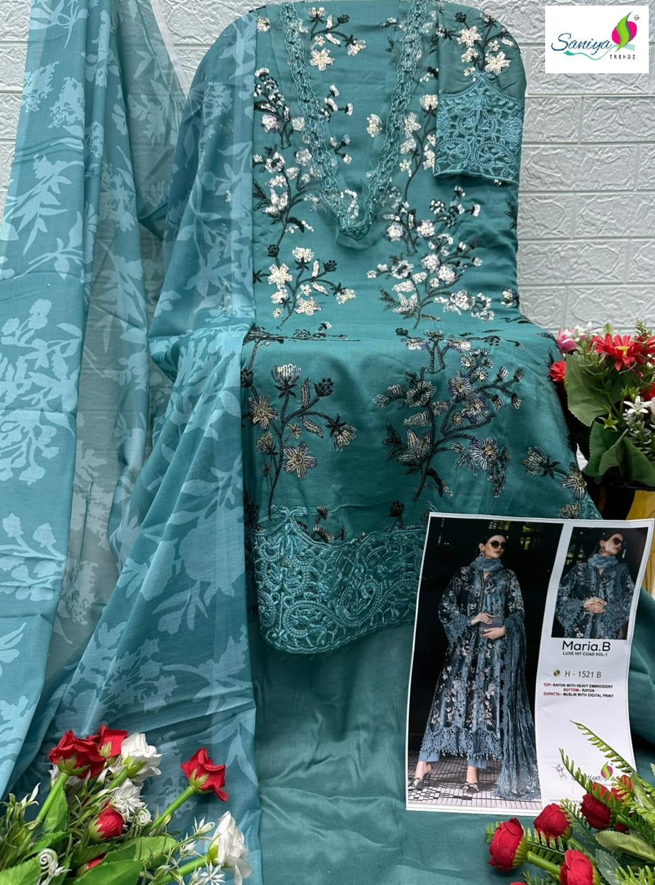 1521-B Maria B Luxe Hit Coad Vol 1 Saniya Trendz Rayon Cotton Pakistani Salwar Suits