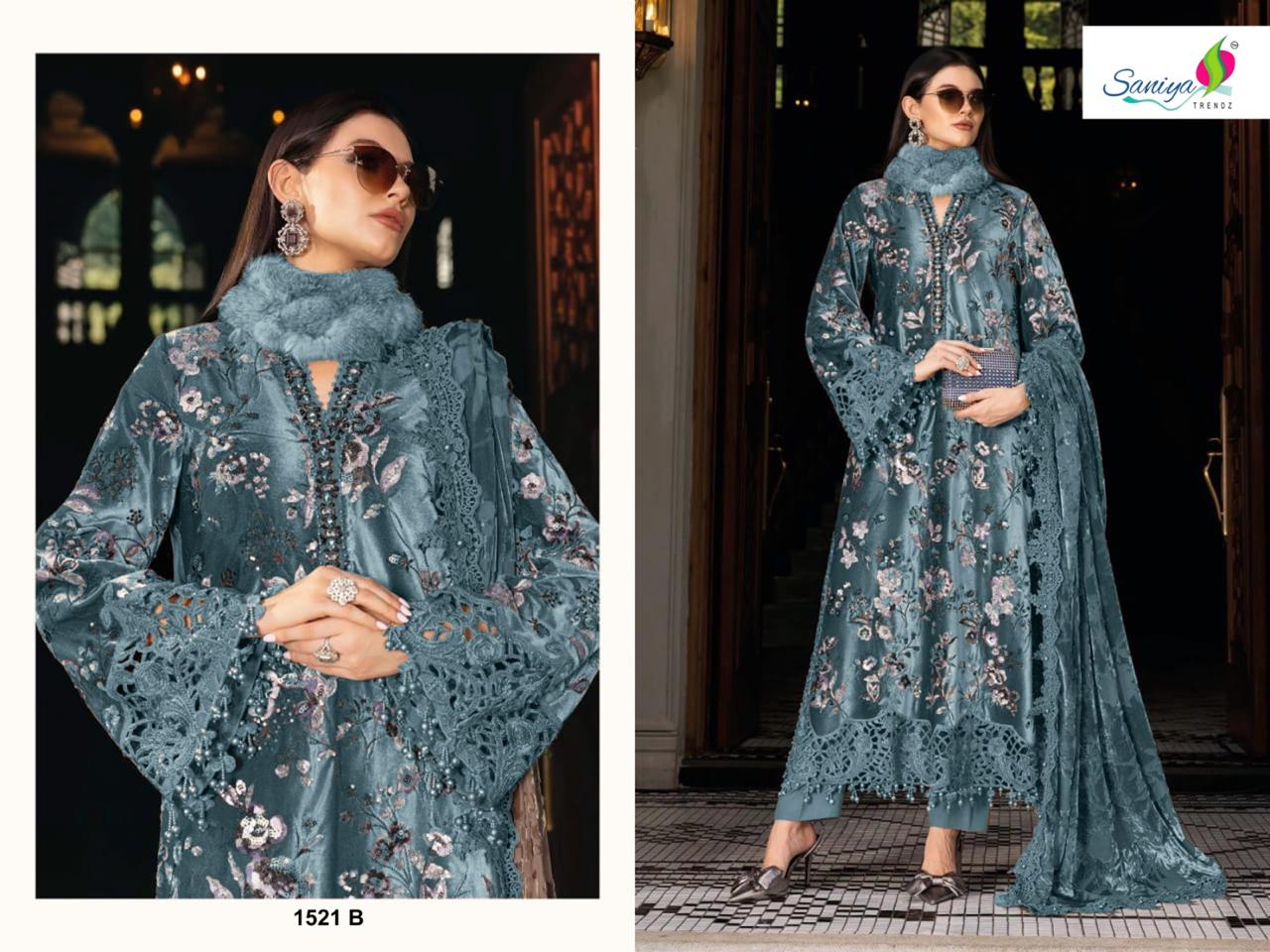 1521-B Maria B Luxe Hit Coad Vol 1 Saniya Trendz Rayon Cotton Pakistani Salwar Suits