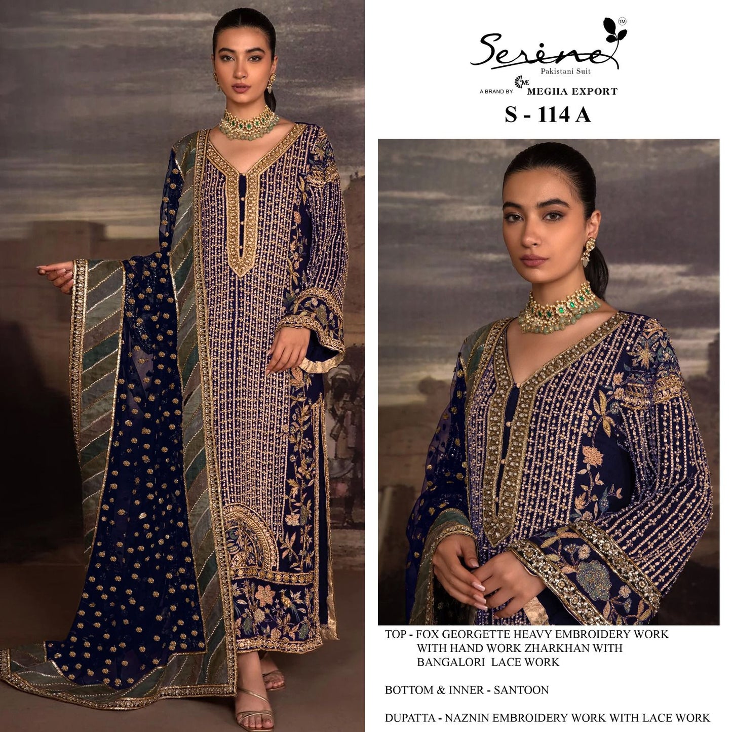 S-114-A Serine Pakistani Salwar Suits