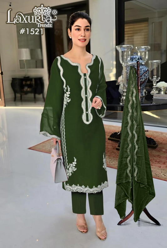 1521 Green Laxuria Trendz Satin Pakistani Readymade Suits
