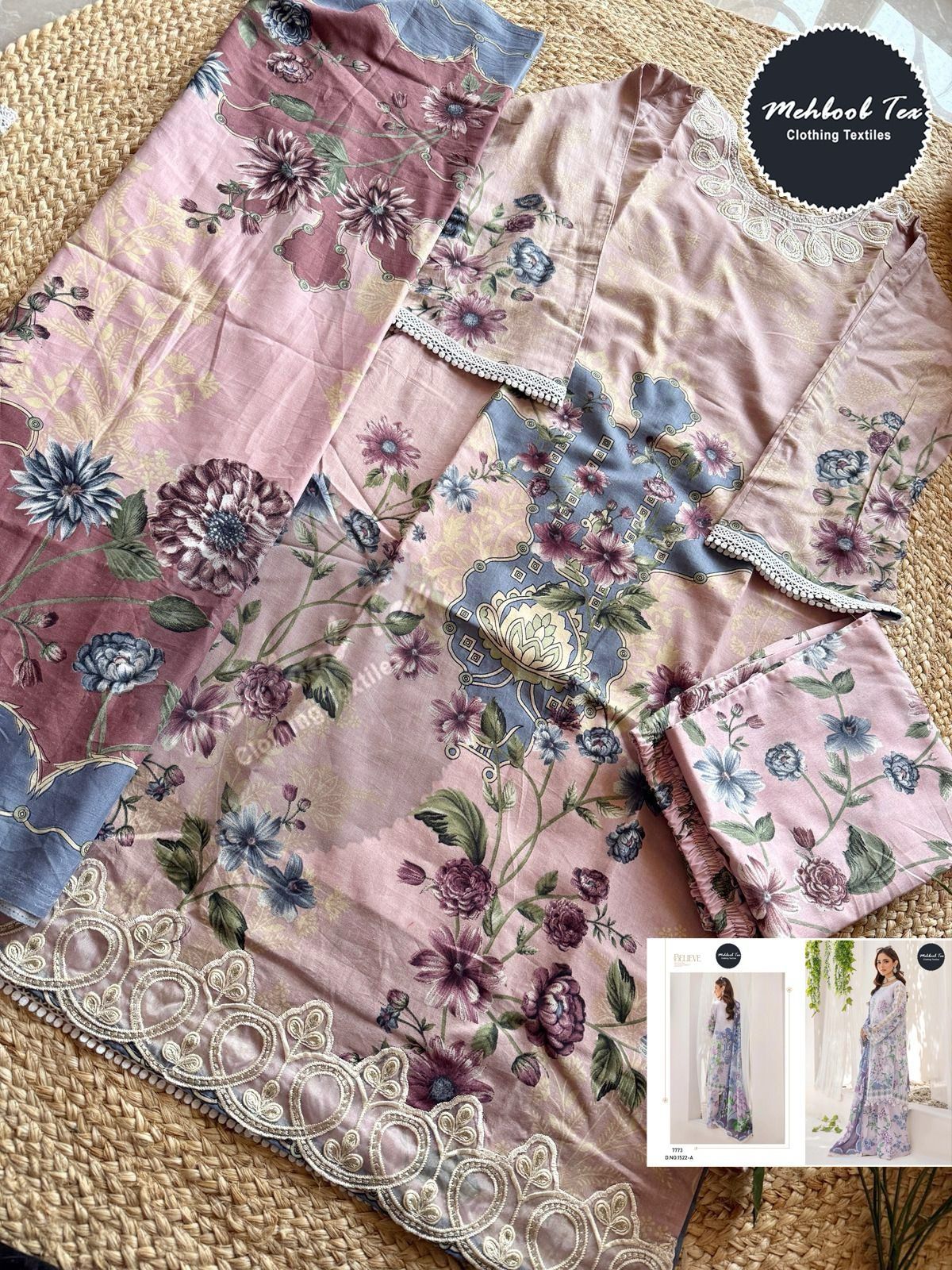 1522 Adan Libas Lawn Collection Mehboob Tex Print Pakistani Salwar Suits