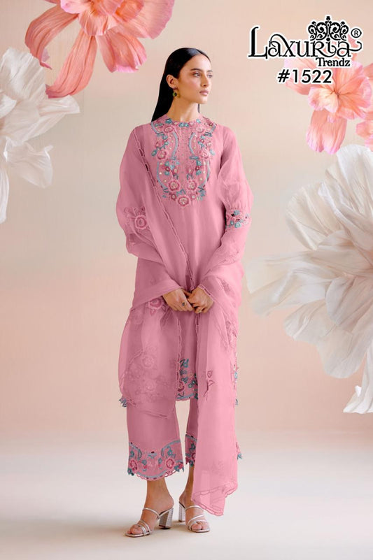 1522 Pink Laxuria Trendz Crunchy Pakistani Readymade Suits