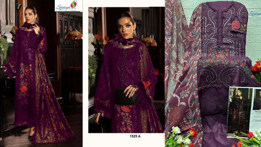 1525-A Maria B Luxe-2 Saniya Trendz Pure Cotton Pakistani Salwar Suits