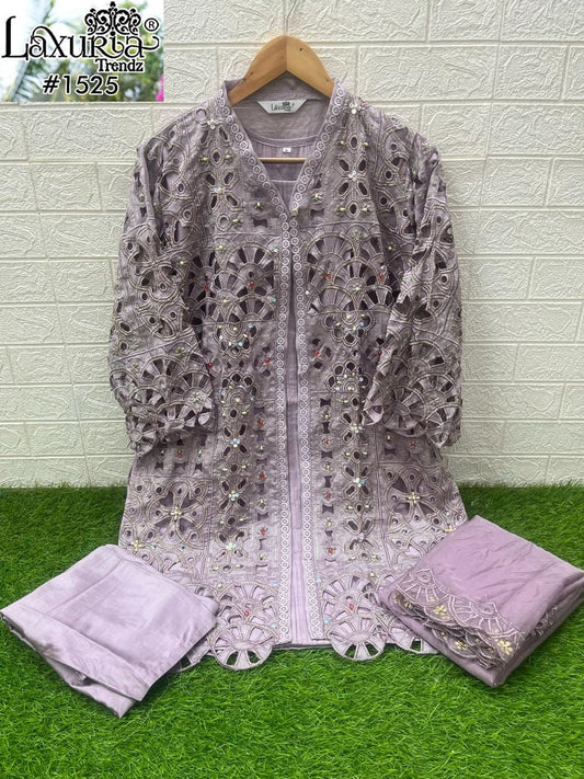1525 Lavender Laxuria Trendz Embroidery Pakistani Readymade Suits