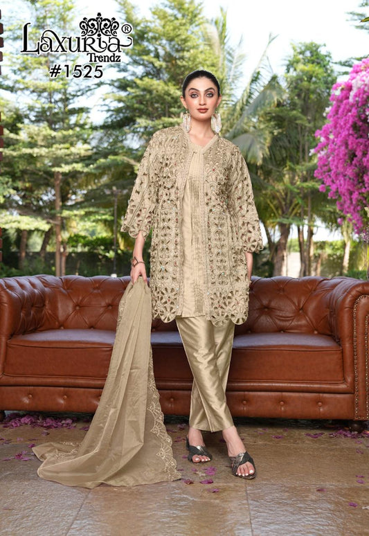 1525 Light Golden Laxuria Trendz Embroidery Pakistani Readymade Suits