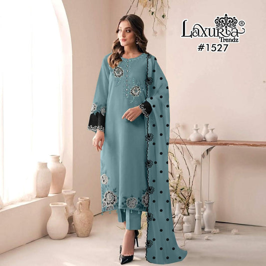 1527 Blue Laxuria Trendz Embroidery Pakistani Readymade Suits
