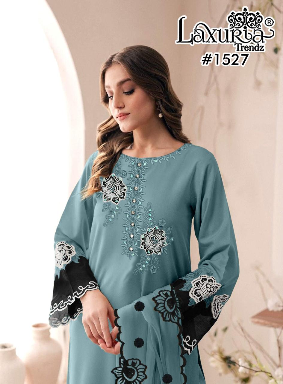 1527 Blue Laxuria Trendz Embroidery Pakistani Readymade Suits