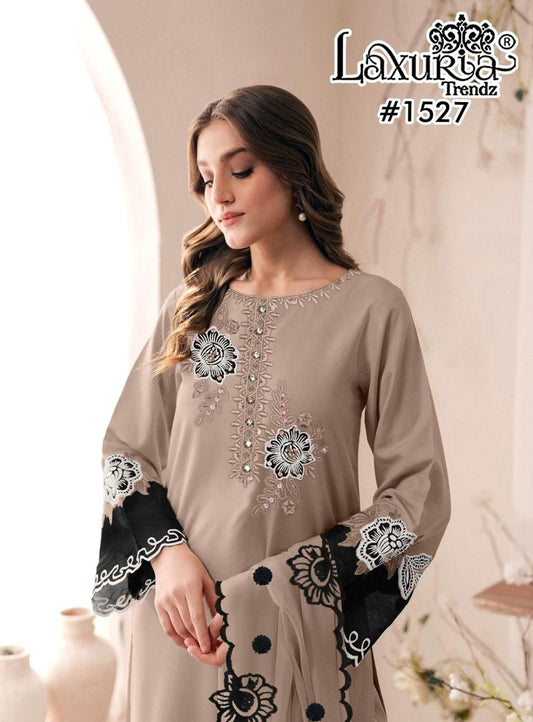 1527 Light Brown Laxuria Trendz Embroidery Pakistani Readymade Suits