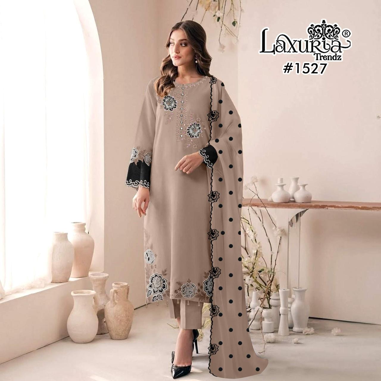 1527 Light Brown Laxuria Trendz Embroidery Pakistani Readymade Suits