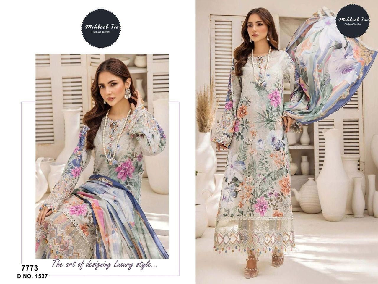 1527 Mehboob Tex Printed Pakistani Patch Suits