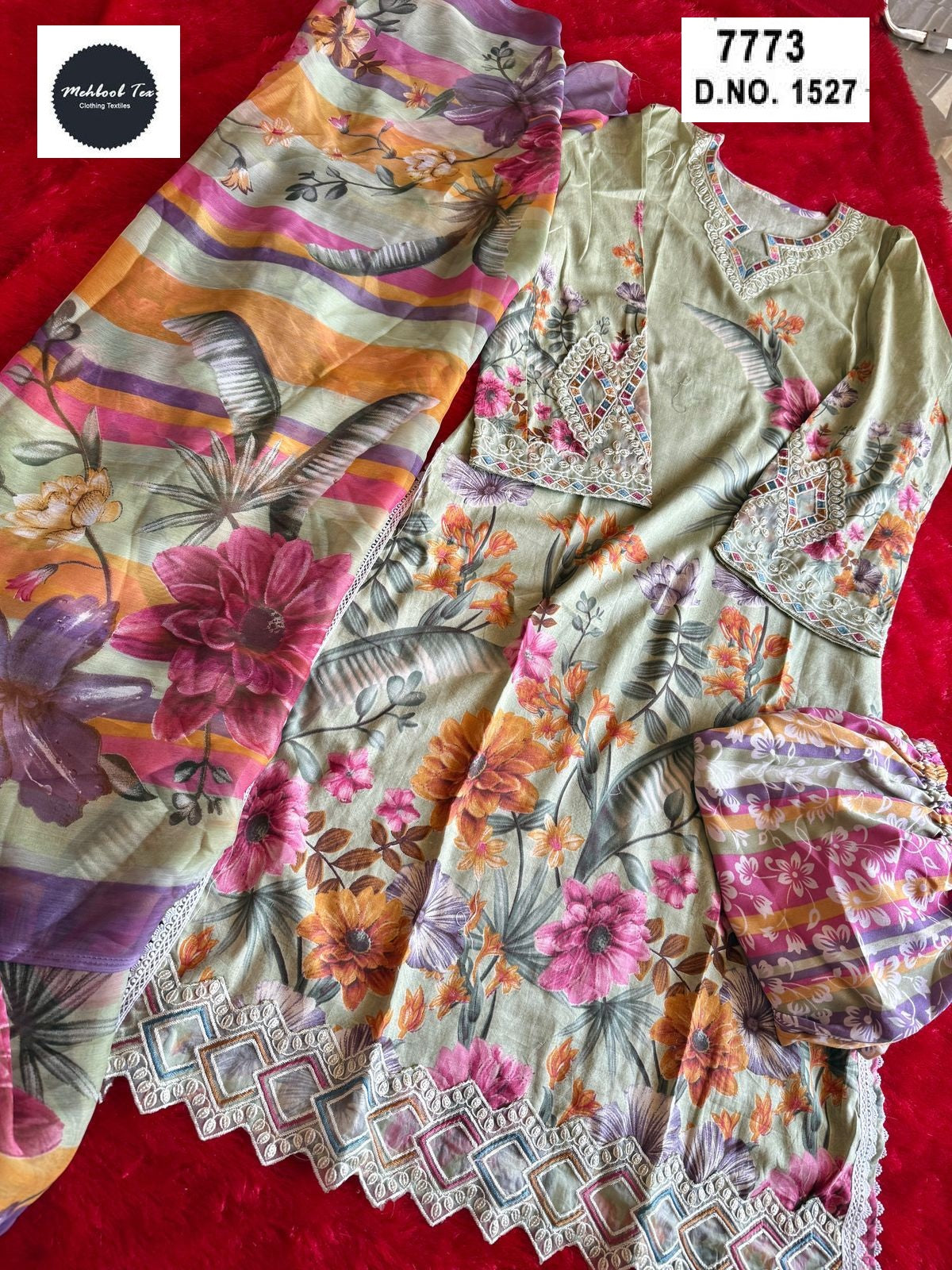 1527 Mehboob Tex Printed Pakistani Patch Suits