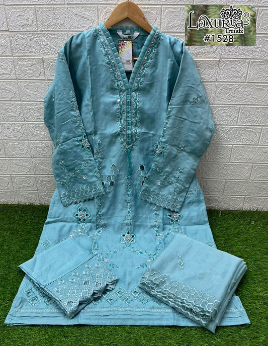 1528 Blue Laxuria Trendz Embroidery Pakistani Readymade Suits